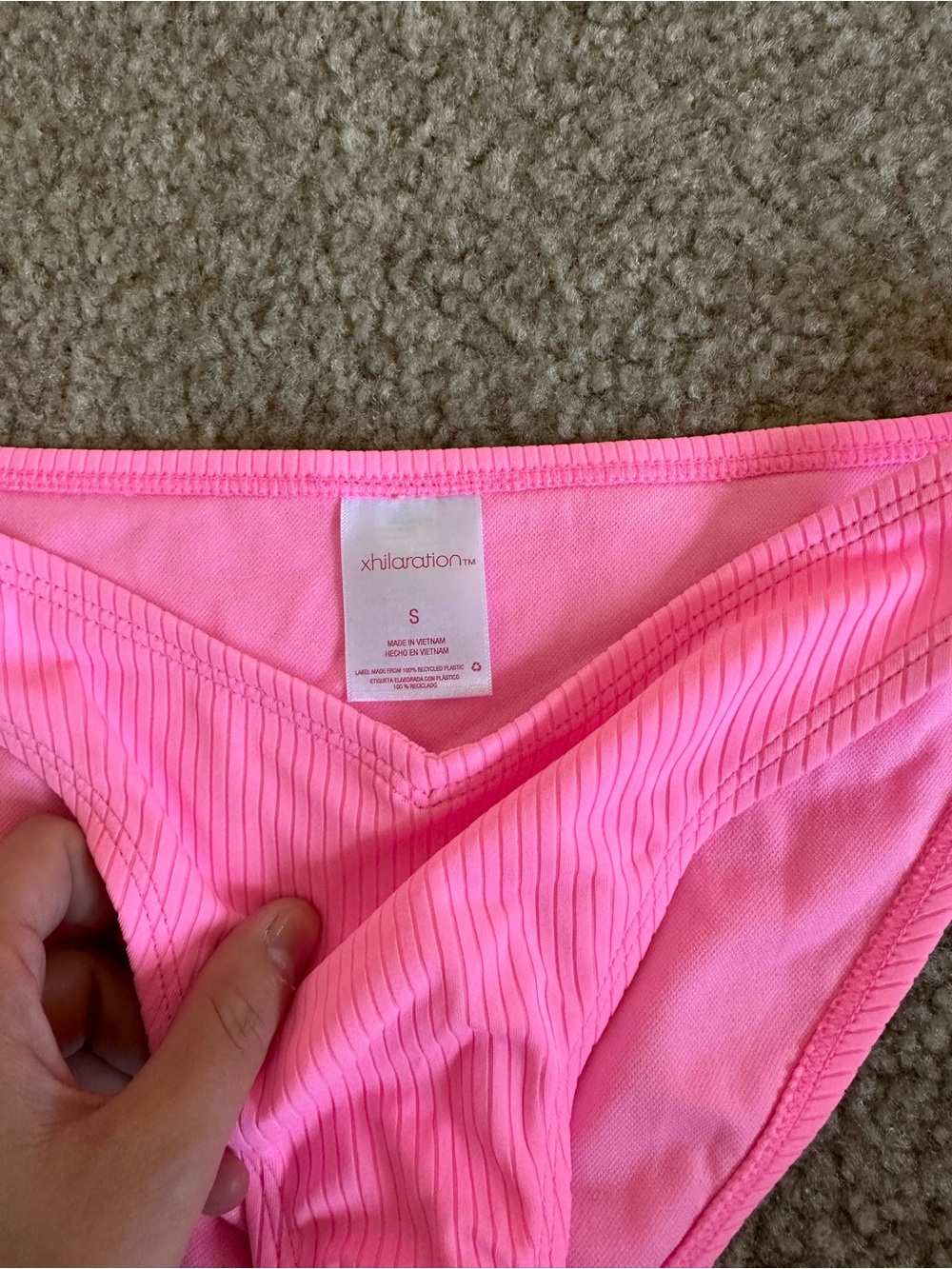 Pink Ribbed Swim Bottoms - Picture 2 of 3